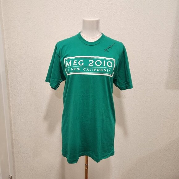 Meg Whitman 2010 California T-Shirt Students For Meg Size Med Green SIGNED Rare - Picture 2 of 6
